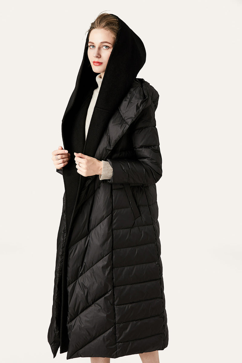 Load image into Gallery viewer, Black Button Quilted Puffer Jacket with Faux Fur Hood