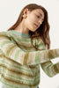 Load image into Gallery viewer, Green Stripes Cropped Mock Neck Sweater