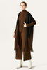 Load image into Gallery viewer, Coffee Knitted Asymmetrical Color Block Cardigan Sweater