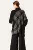 Load image into Gallery viewer, Black Plaid Mock Neck Poncho Sweater