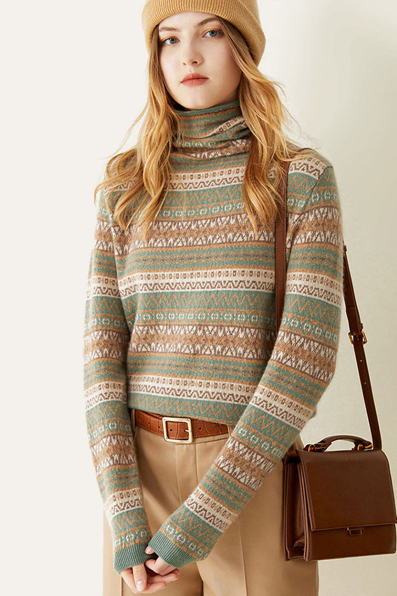 Load image into Gallery viewer, Green Wool-Blend Turtleneck Sweater