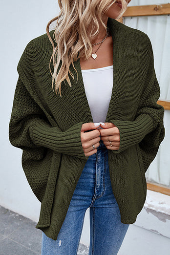 Grey Knitted Poncho Cardigan Sweater