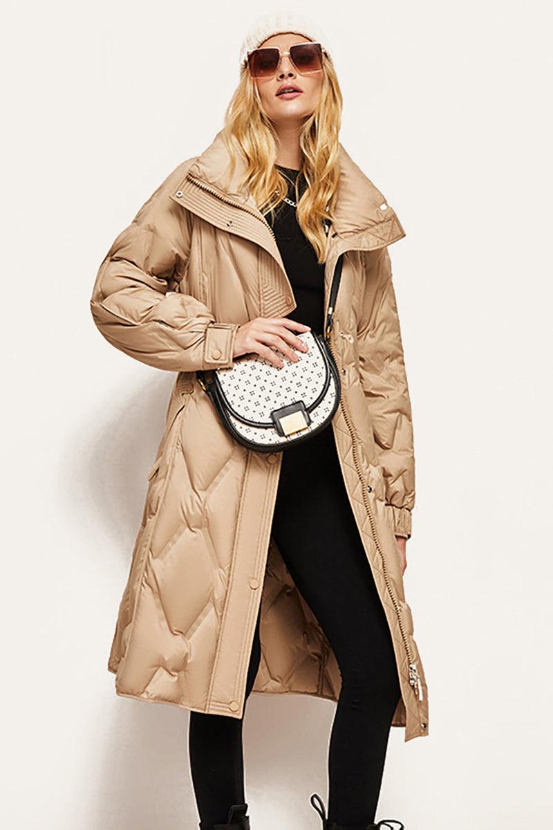 Load image into Gallery viewer, Slim Stand Collar Mid Length Down Jacket