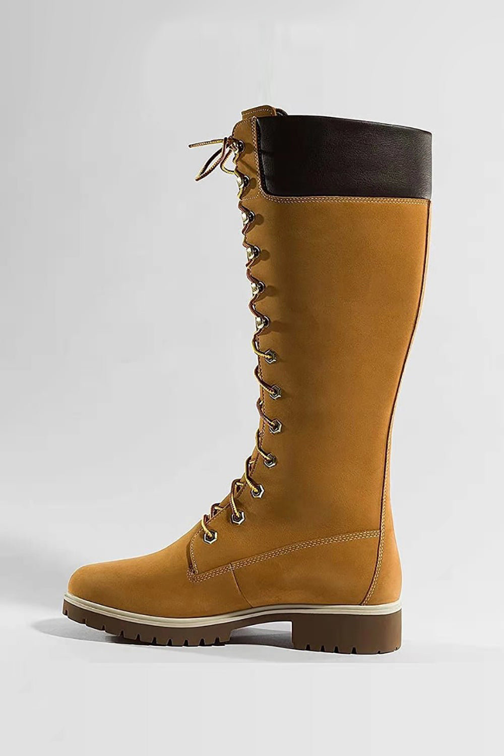 Yellow Lace-Up High Boots