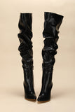 Black Chunky High-Heeled High Boots
