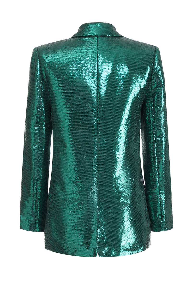 Load image into Gallery viewer, Sparkly Dark Green Sequins 2 Piece Women Blazer with Skirt