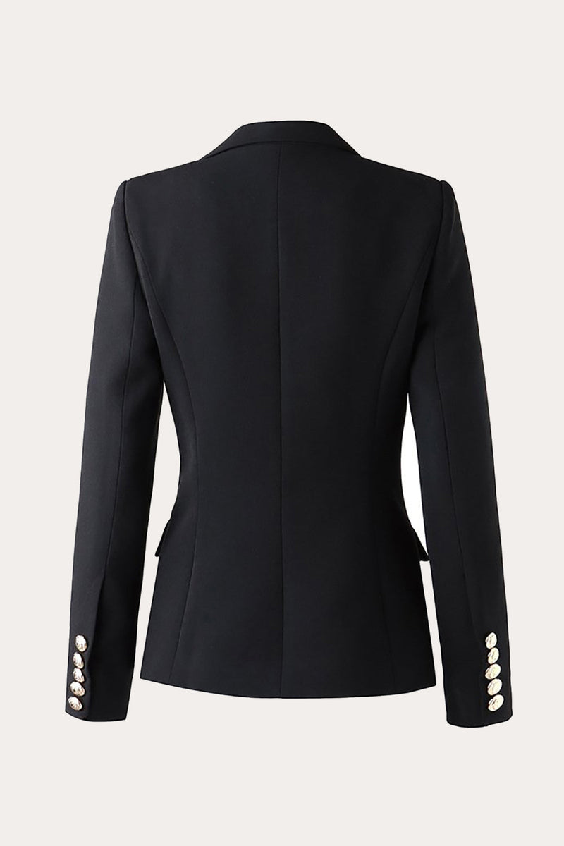 Load image into Gallery viewer, Black Double Breasted Peak Lapel Women Party Blazer