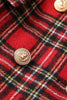 Load image into Gallery viewer, Red Plaid Tweed Double Breasted Women Blazer