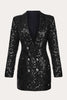 Load image into Gallery viewer, Sparkly Black Sequins Double Breasted Women Blazer