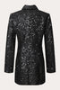 Load image into Gallery viewer, Sparkly Black Sequins Double Breasted Women Blazer