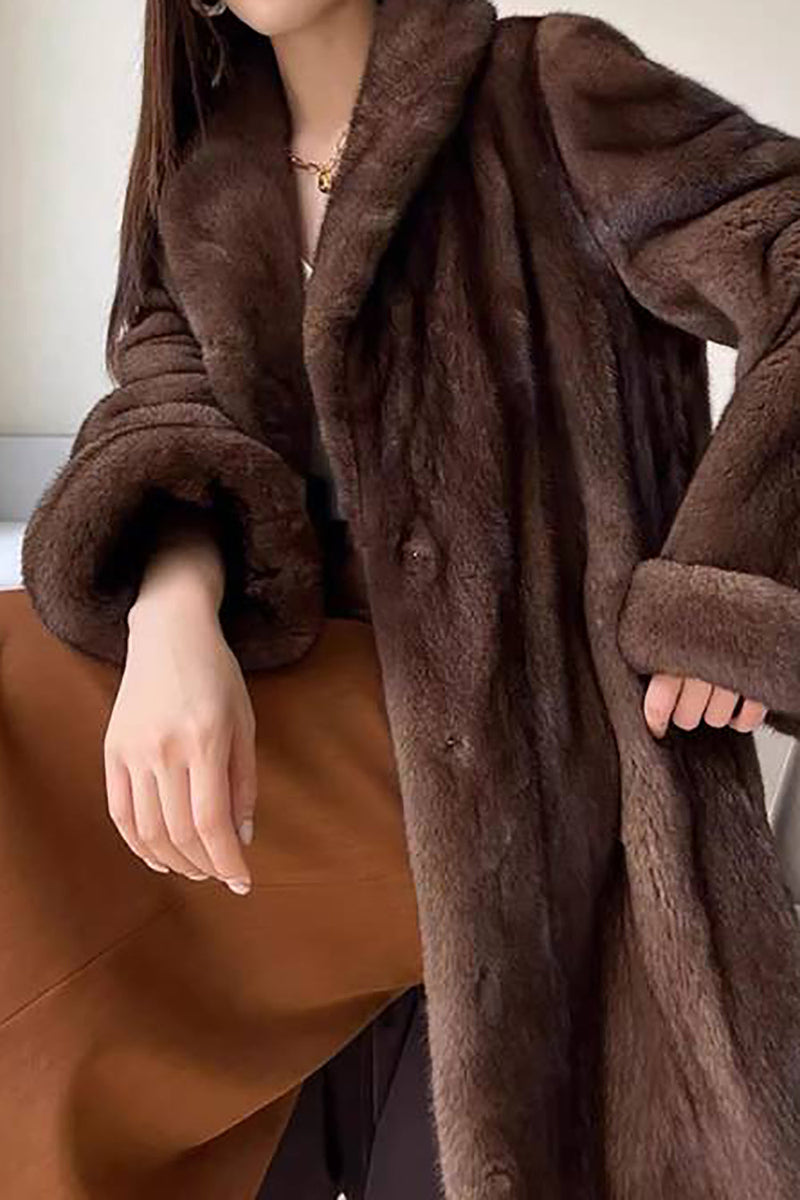 Zapaka Coffee Open Front Faux Fur Long Women Fluffy Coat – ZAPAKA UK