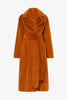 Load image into Gallery viewer, Khaki Faux Fur Shearling Long Open Front Coat with Belt