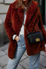 Load image into Gallery viewer, Orange Lapel Neck Open Front Faux Fur Midi Women Coat