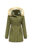 Load image into Gallery viewer, Thickened Army Green Drawstring Hooded Mid Coat