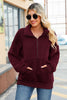 Load image into Gallery viewer, Burgundy Fleece Sweatshirt Jacket with Zip Pockets