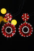 Load image into Gallery viewer, Red Fashionable Rhinestone Flower Earrings