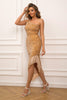 Load image into Gallery viewer, Black One Shoulder Sequin Homecoming Dress With Tassels