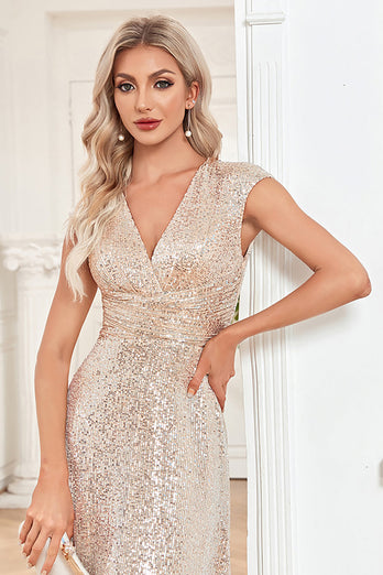 Sparkly A-Line Sleeveless Champagne Mother of the Bride Dress