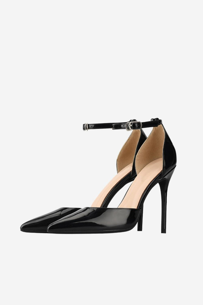 Load image into Gallery viewer, Black Pointed Toe Stiletto Sandals