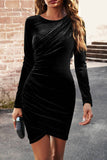 Black Long Sleeves Tight Velvet Holiday Party Dress
