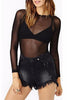 Load image into Gallery viewer, Black Mesh Long Sleeve See-Through Bottoming Shirt