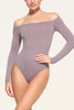 Load image into Gallery viewer, Black Off-Shoulder Long Sleeves Tummy Control Shapewear