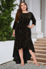 Load image into Gallery viewer, A Line Bateau Neck Black Velvet Plus Size Holiday Party Dress