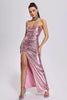 Load image into Gallery viewer, Strapless Pink Sequins Party Dress with Pleated