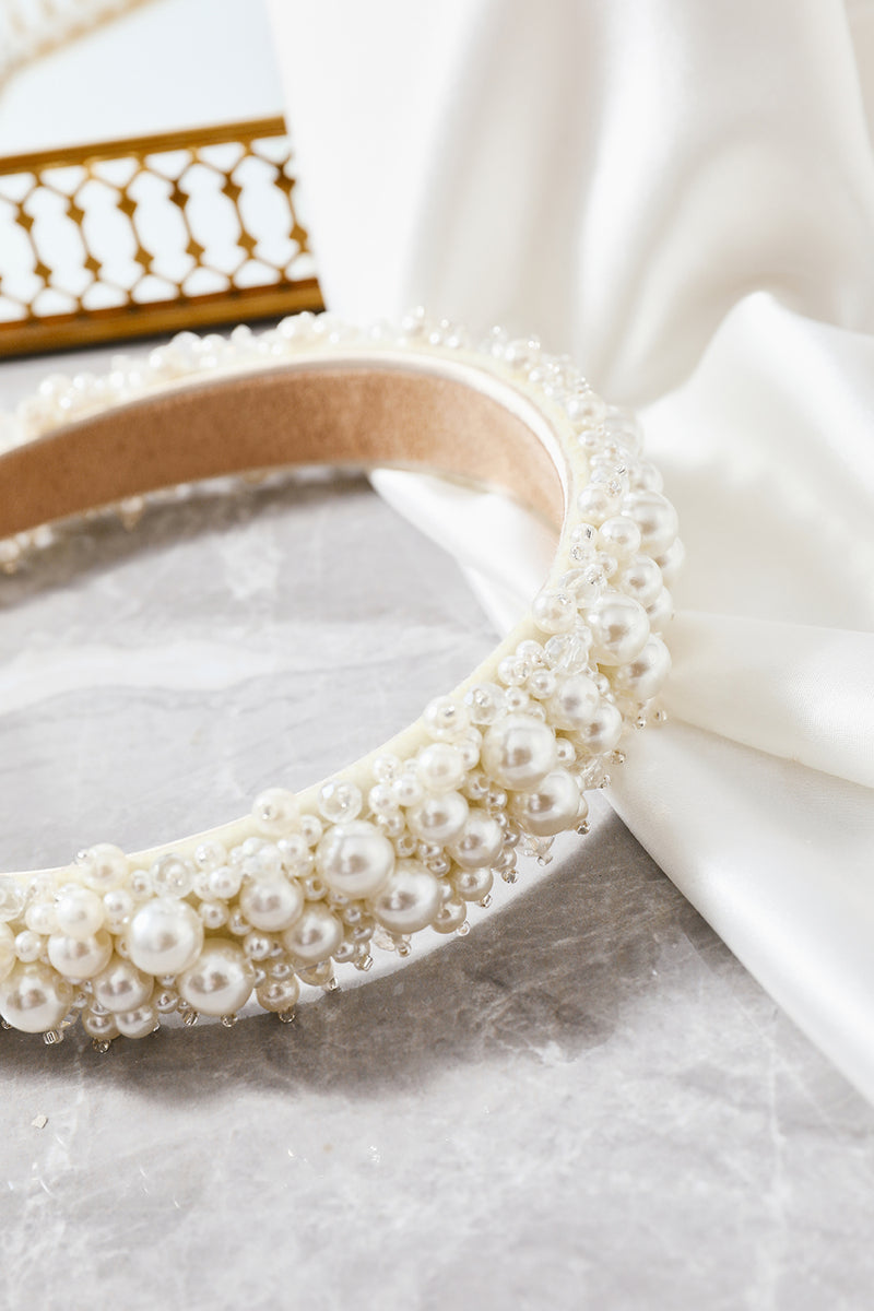 Load image into Gallery viewer, White Pearl Headband
