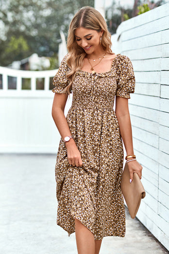 Floral Print Black Summer Dress