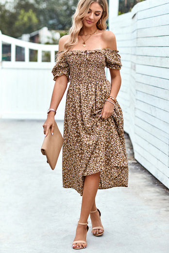 Floral Print Black Summer Dress