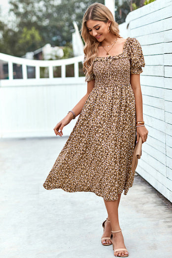 Floral Print Black Summer Dress