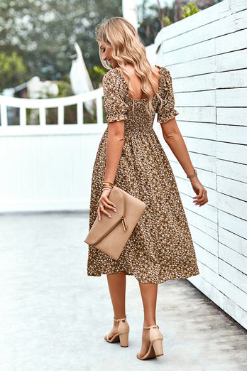 Floral Print Black Summer Dress