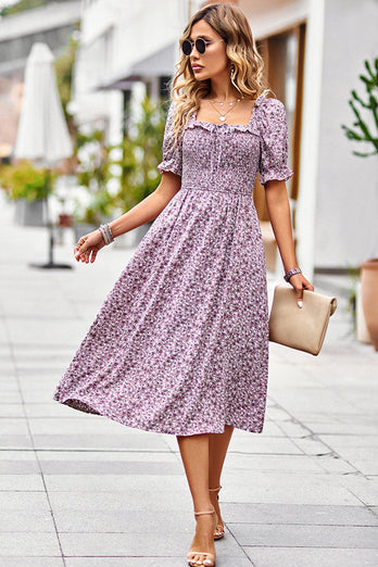 Floral Print Black Summer Dress