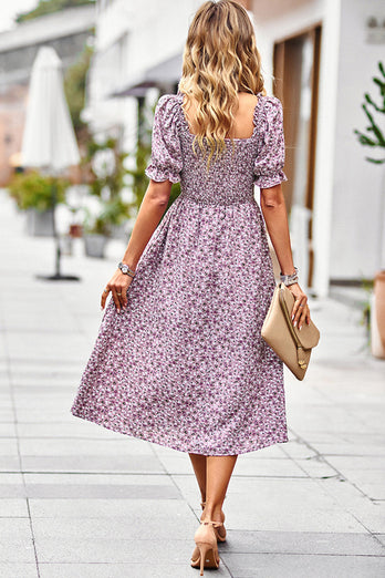 Floral Print Black Summer Dress