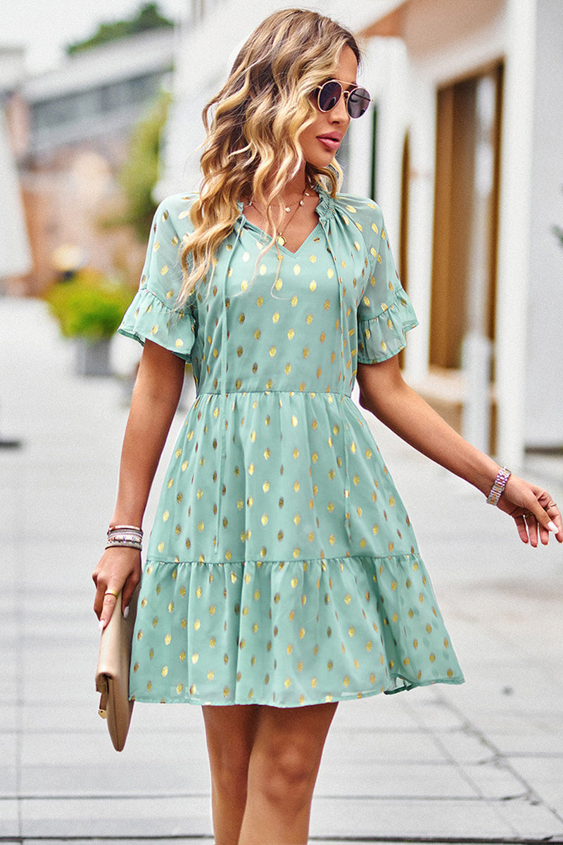 Load image into Gallery viewer, Polka Dots V-Neck Summer Dress