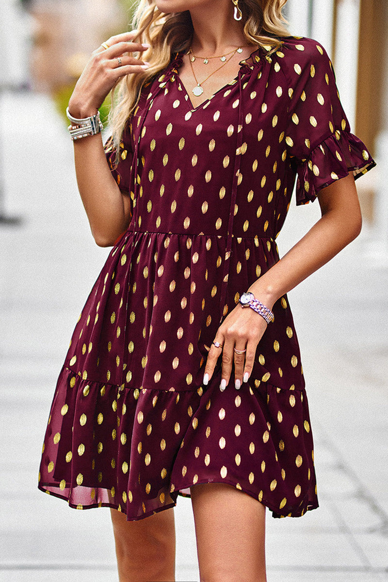 Load image into Gallery viewer, Polka Dots V-Neck Summer Dress