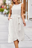 Green Polka Dots Midi Summer Dress