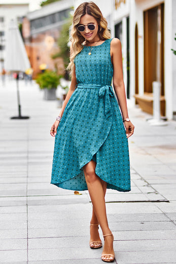 Green Polka Dots Midi Summer Dress