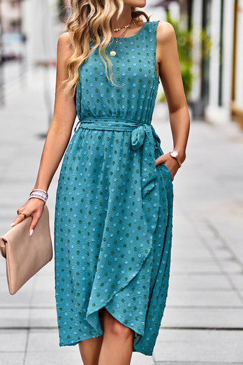 Green Polka Dots Midi Summer Dress