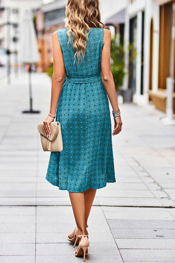 Green Polka Dots Midi Summer Dress