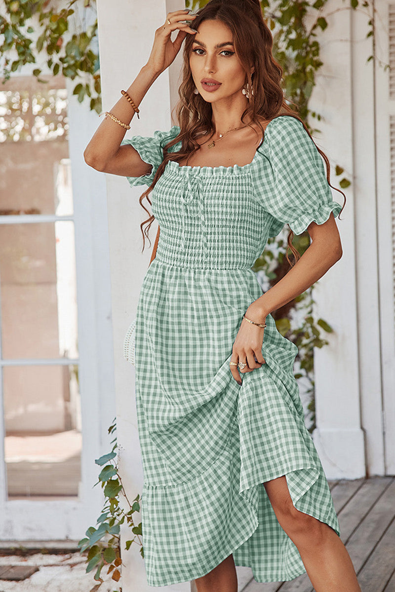 Load image into Gallery viewer, Blue Plaid Maxi Summer Dress