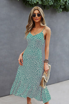 Spaghetti Straps Print Midi Summer Dress