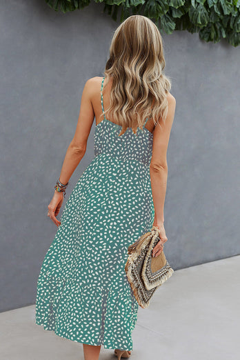 Spaghetti Straps Print Midi Summer Dress