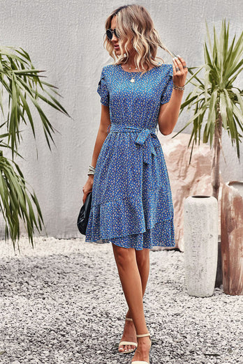 Blue Floral Boho Summer Dress