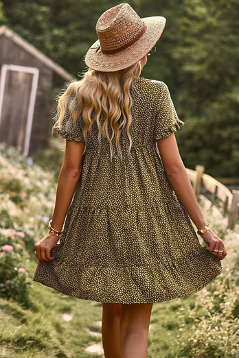 Black Tiny Floral Boho Summer Dress