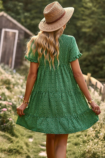 Black Tiny Floral Boho Summer Dress