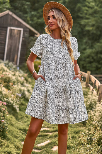 Black Tiny Floral Boho Summer Dress