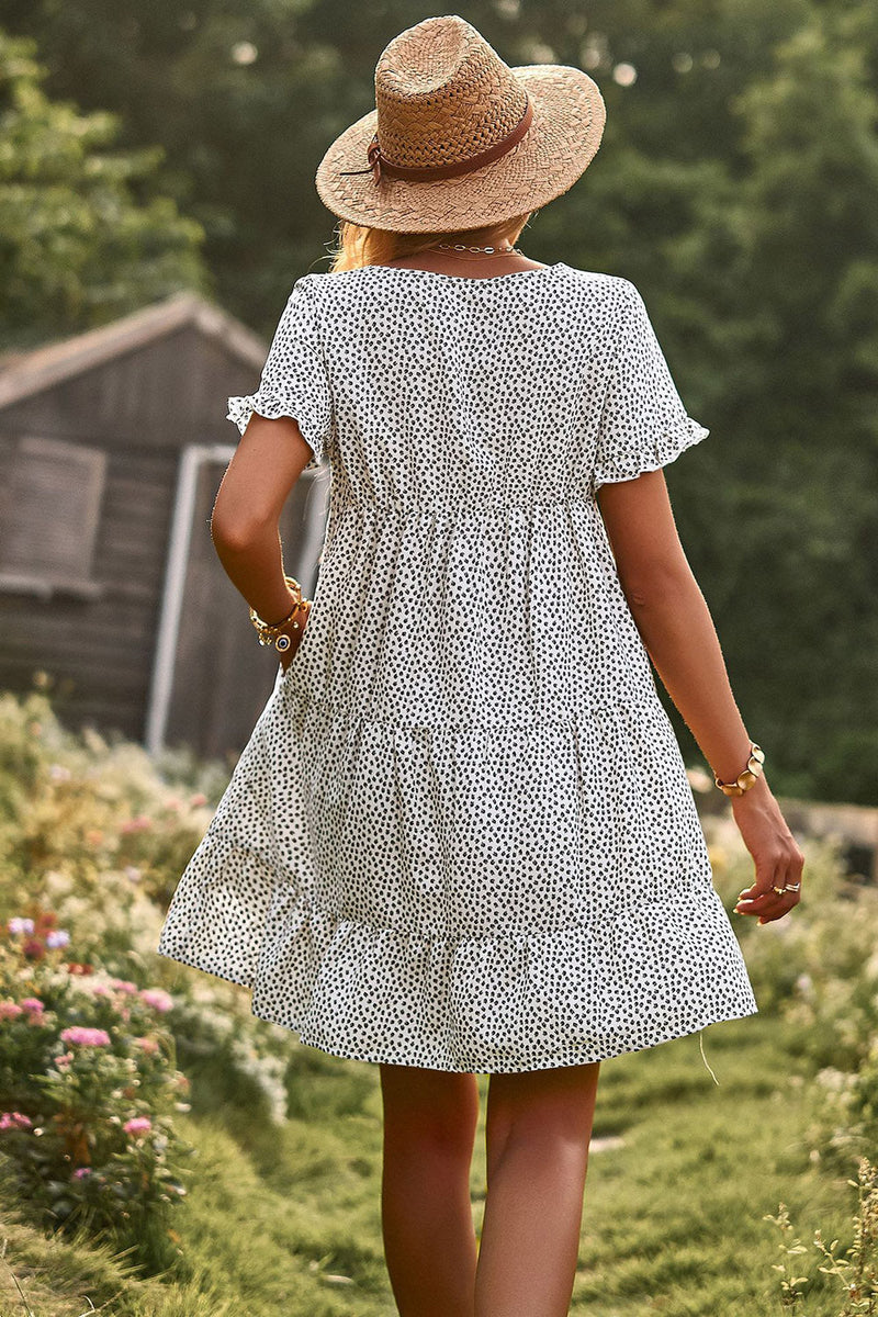 Load image into Gallery viewer, Black Tiny Floral Boho Summer Dress