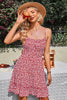 Load image into Gallery viewer, Spaghetti Straps Red Floral Printed Summer Dress